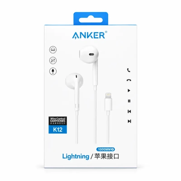 سماعة K12 (High Copy Anker) للآيفون | أداء صوتي ممتاز، مايك واضح، وبديل اقتصادي مثالي